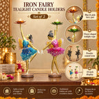 Fairy Tealight Candle Holder Set of 2 | Iron Decorative Candle Stand for Home Decor
