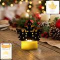 Battery operated LED gold metal leaf diya lamp glowing warmly for Diwali decoration