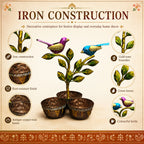 Iron Dry Fruit Bowl Stand with Bird Tree, 3 Bowls, 12 Inch