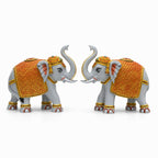 Grey Gold Mini Elephant Showpiece Pair, Car Dashboard, 3 Inch