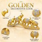 Gold Elephant Family Showpiece, 3 Elephants, Resin, 13 Inch