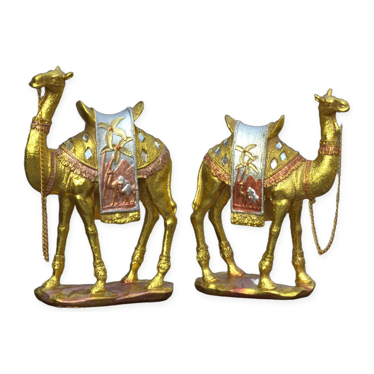 Gold Camel Statue Showpiece Pair, Set of 2, Resin, 10 Inch