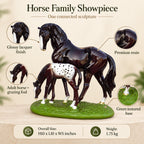 Horse Family Showpiece, Resin Horse and Foal Statue, 10 Inch