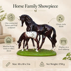 Horse Family Showpiece, Resin Horse and Foal Statue, 10 Inch