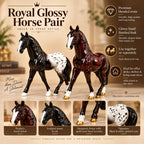 Maroon Horse Statue Showpiece Set of 2, Glossy Resin, 7 Inch