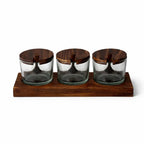 Wooden Spice Jar Set with Tray & Spoons | 3 Glass Spice Containers for Kitchen & Dining
