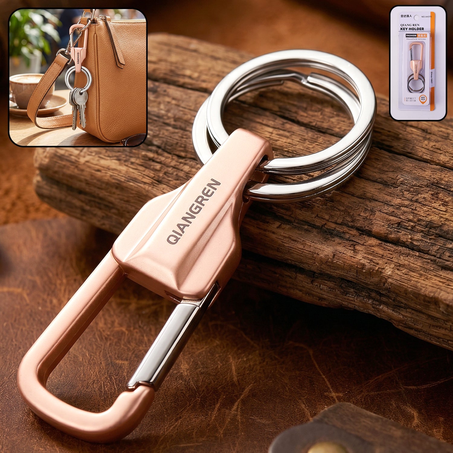 Heavy duty metal keychain organizer with quick release hook