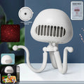 Handheld mini fan with LED star projector showing summer cooling effect