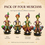 Gold Iron Rajasthani Musician Statue Showpiece Set of 4, 9 Inch