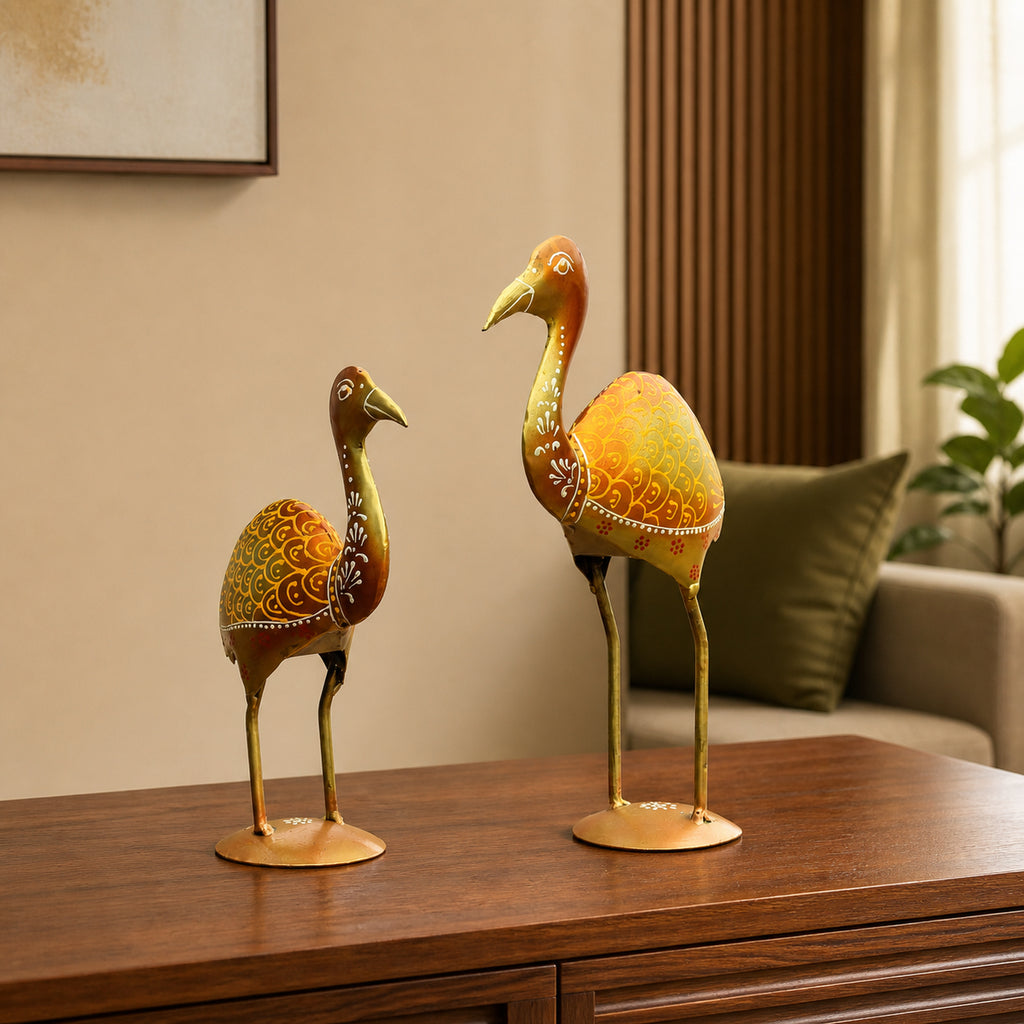 Metal Crane Bird Showpiece Pair, Saras Jodi Home Decor Set of 2