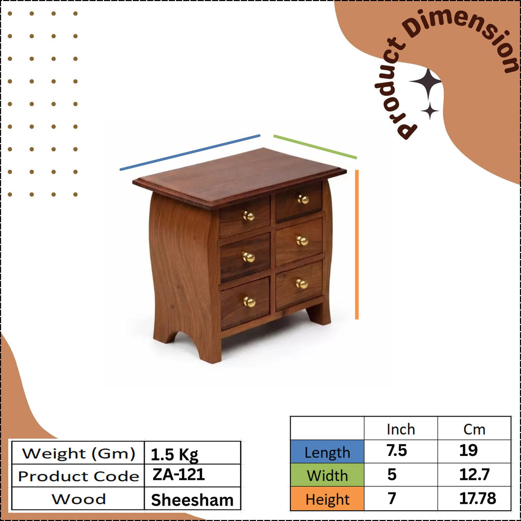 Wooden 6-Drawer Organizer | Desktop Storage & Jewelry Box