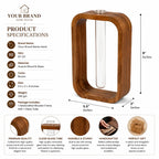Premium Acacia Wood & Glass Flower Vase | Modern Table Decor for Home & Office