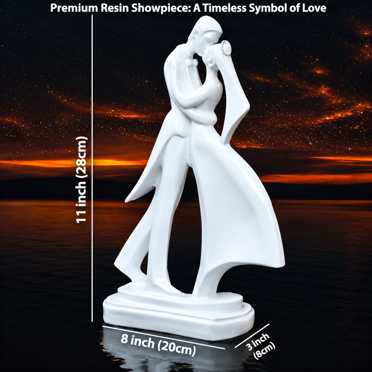 Elegant Wedding Couple Figurine – Romantic White Resin Bride & Groom Statue