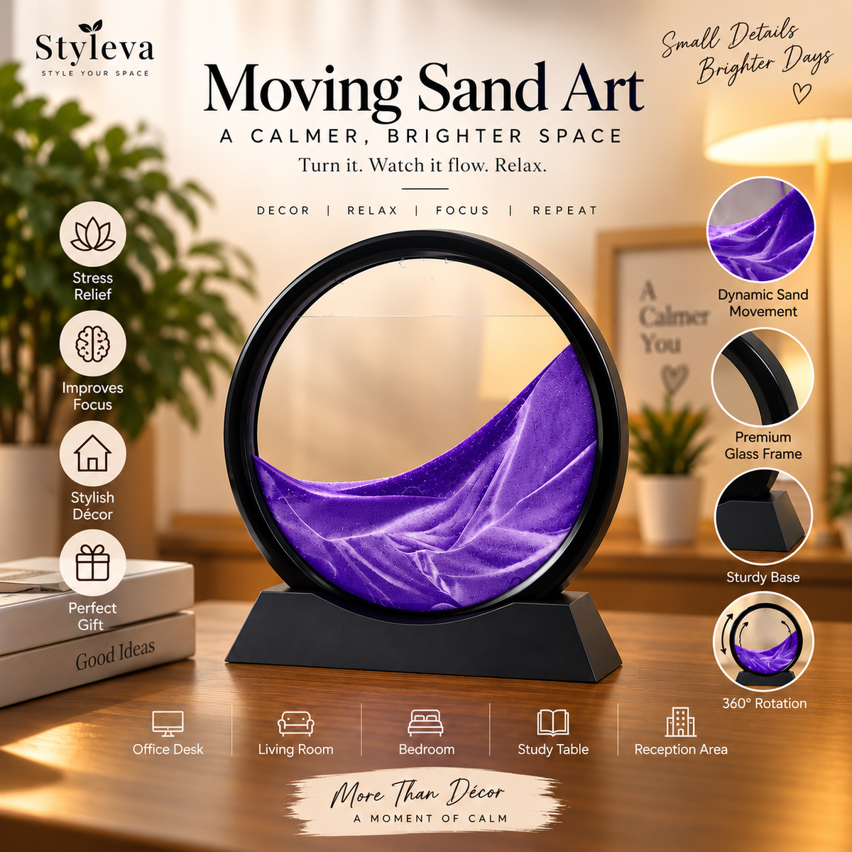 3D Moving Sand Art Picture | Liquid Motion Décor for Home & Office